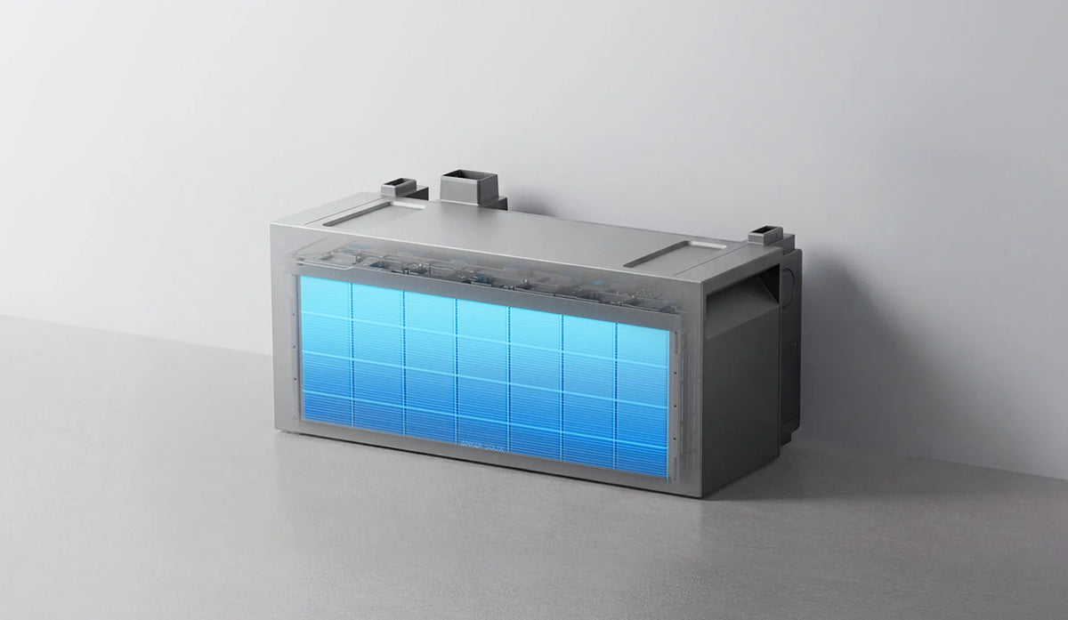 Transparante weergave van de Anker SOLIX BP7000 uitbreidingsbatterij met 7 kWh LiFePO4-accu voor uitbreiding van de opslagcapaciteit van de Solarbank Max AC.
