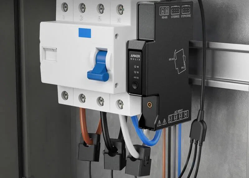 Anker SOLIX Smart Meter Gen 2 voor 1-fase meterkasten met realtime energiemonitoring en slimme aansturing van de Anker SOLIX thuisbatterij.