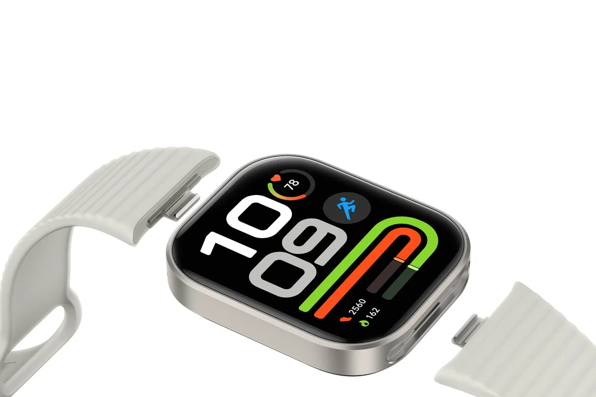 Xiaomi Redmi Watch 6 Lite in zilver liggend met quick-release bandje