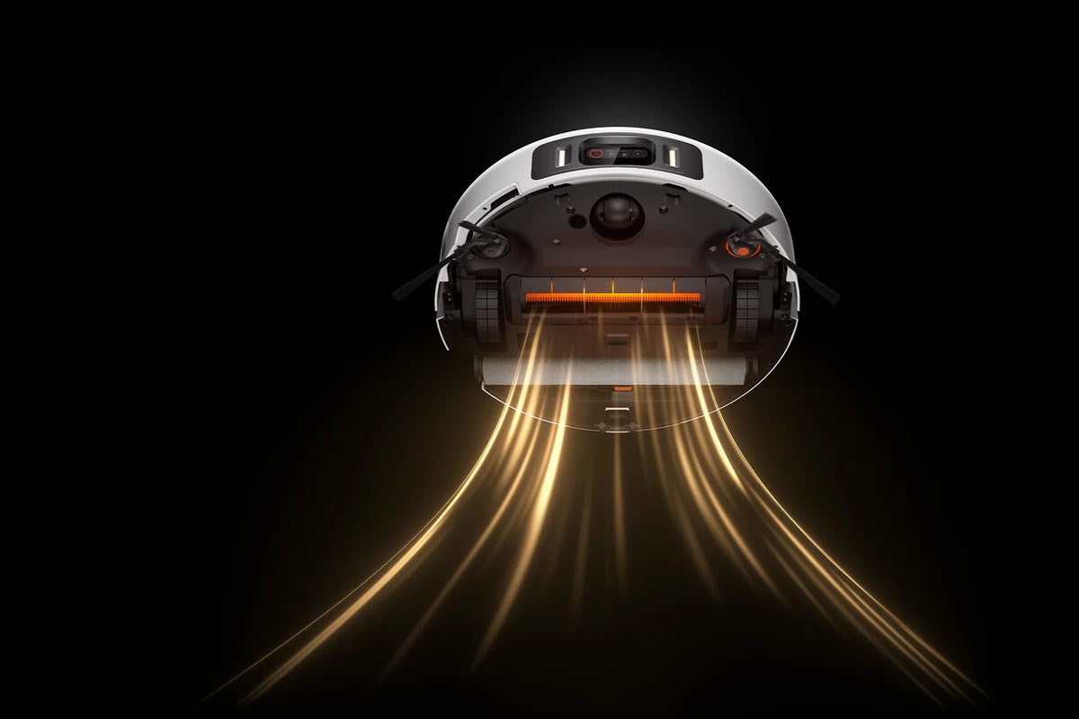 Onderkant van de Xiaomi Robot Vacuum 6 Pro met antiklit hoofdborstel en 30.000 Pa luchtstroom
