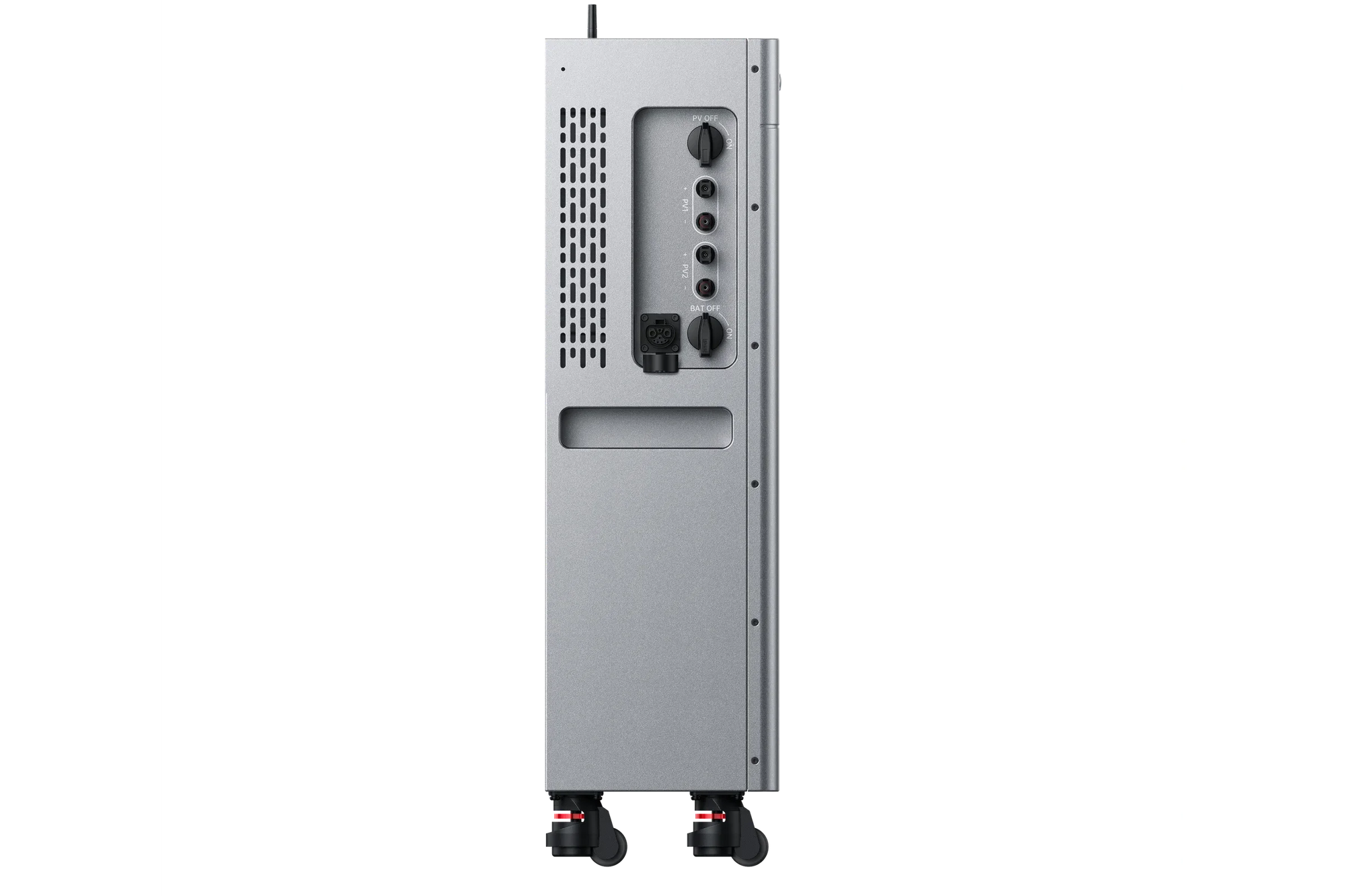Aansluitzijde met de twee MPPT ingangen van de Zendure SolarFlow 4000 Mix Pro