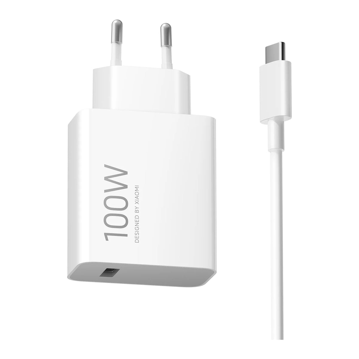 Xiaomi 100W Charging Combo (Type-A) recht van voren met de USB-C kabel ernaast