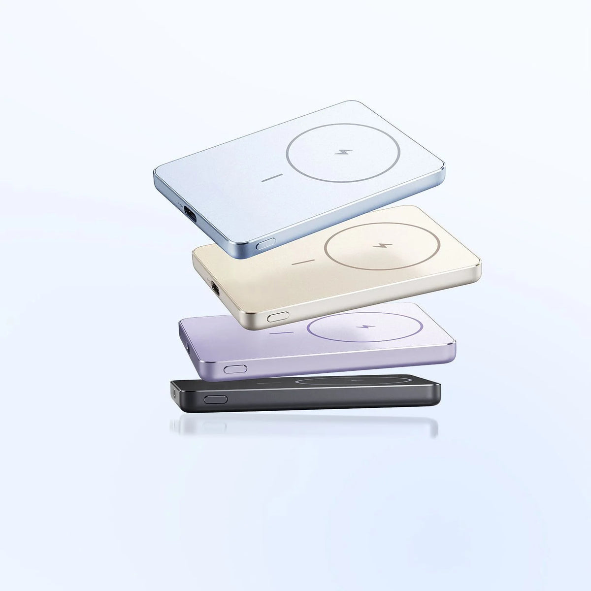 Xiaomi Super Slim Magnetic Power Bank 5000 in de kleuren goud, blauw, paars en zwart