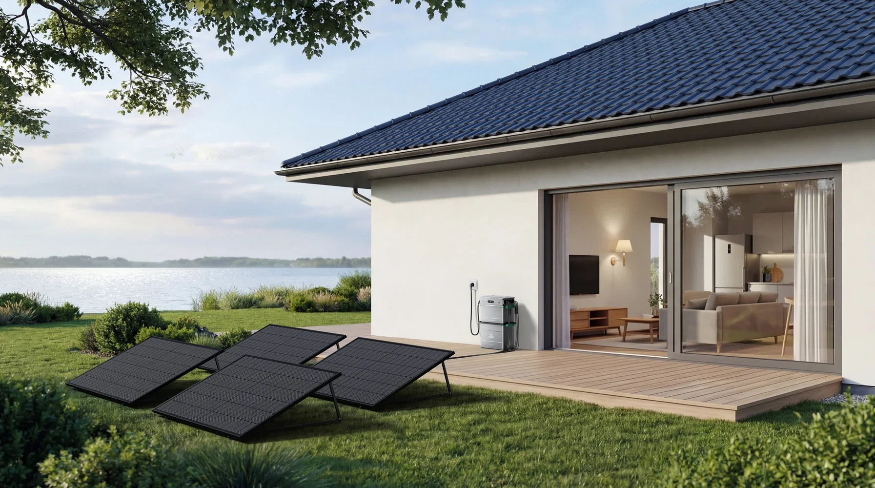 Zendure SolarFlow 800 Pro 2 met AB2000X en zonnepanelen in de tuin