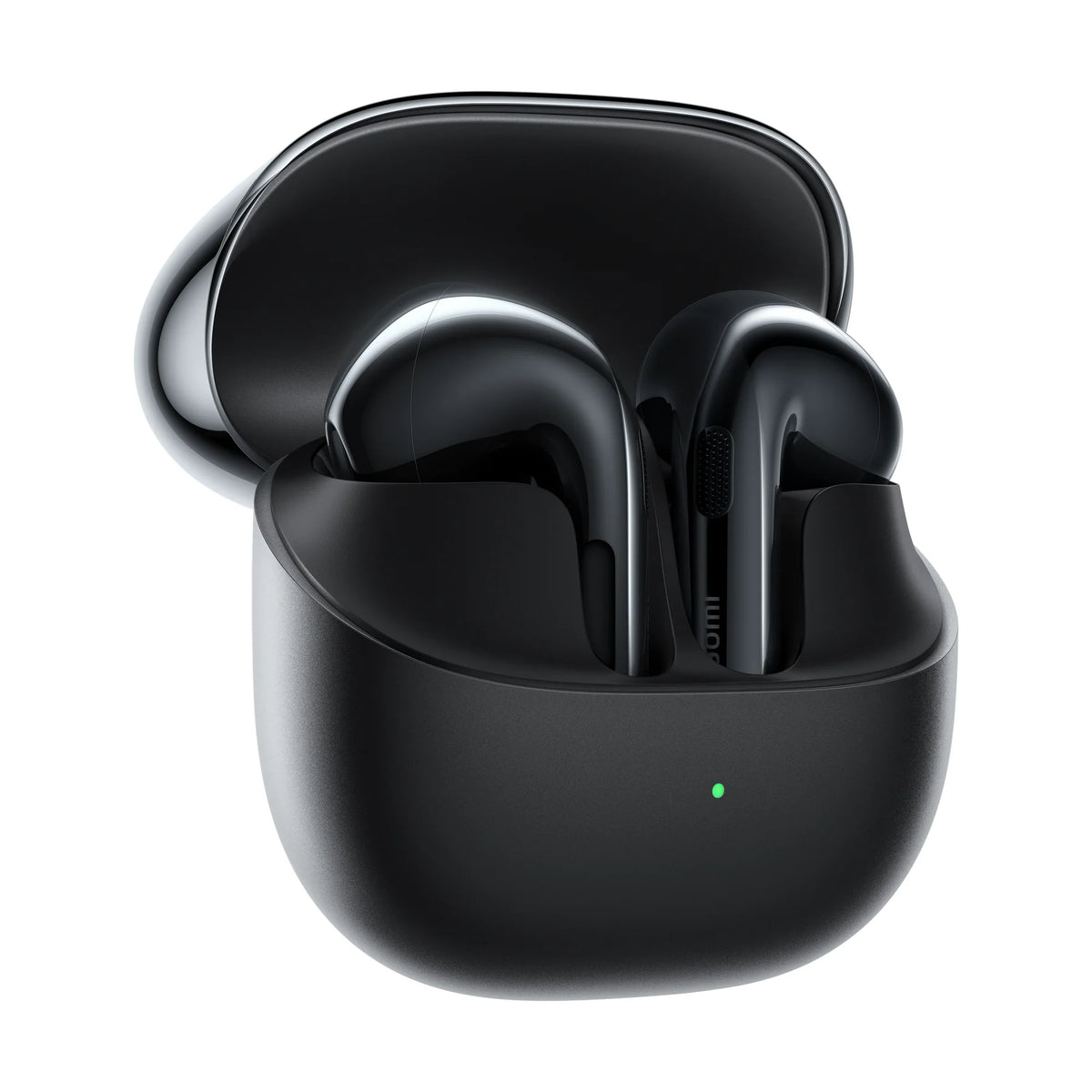 Open oplaadcase van de Xiaomi Buds 6 in zwart, schuin van links