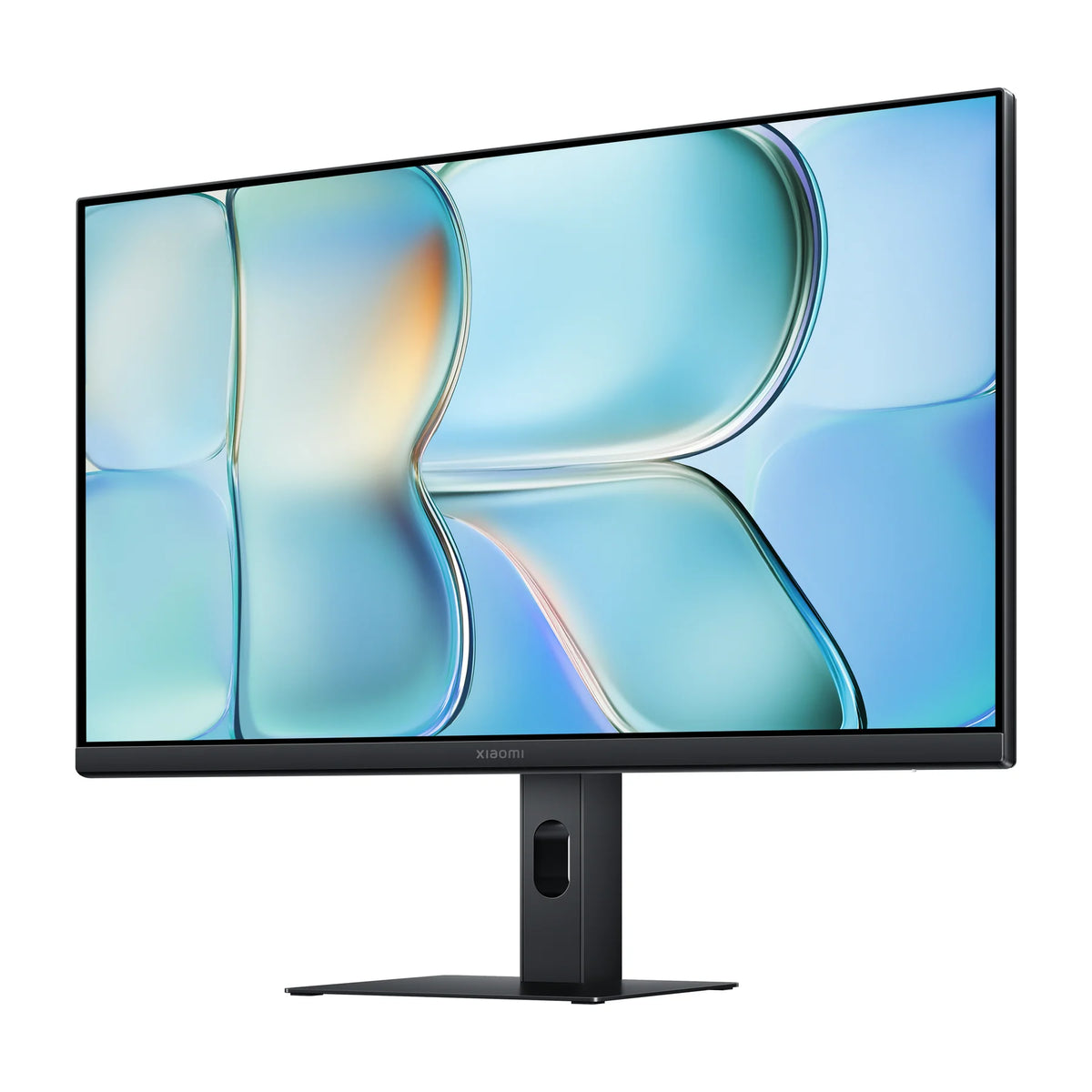 Xiaomi Monitor A24i 2026 schuin van links gezien, met de dunne randen rond het scherm