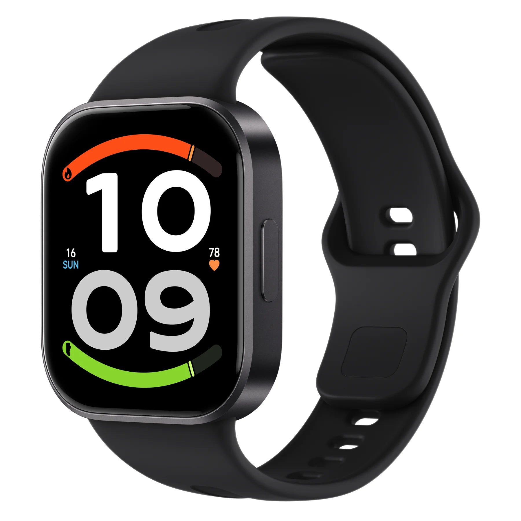 Zwarte Xiaomi Redmi Watch 6 Active met 1,85 inch AMOLED-scherm schuin van links