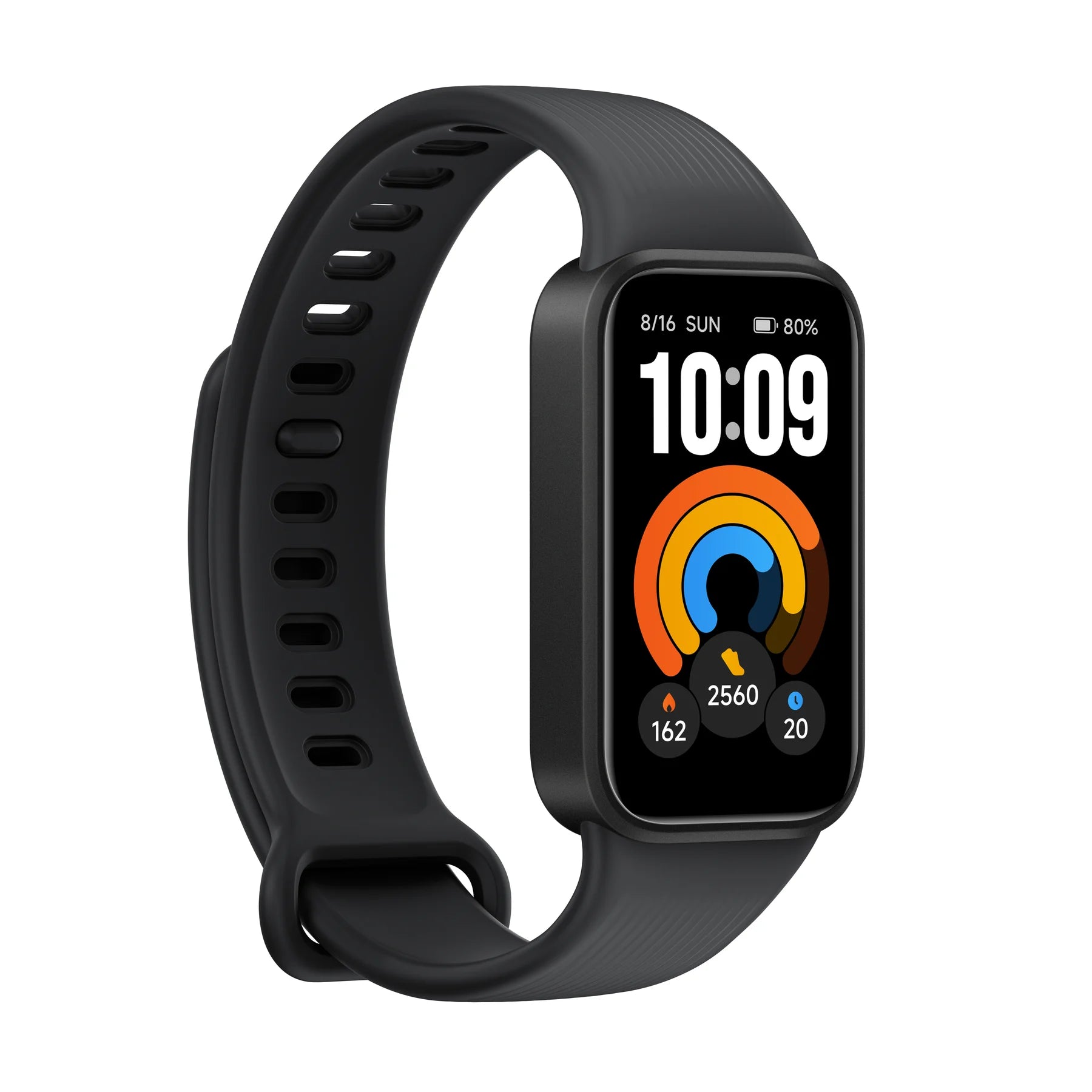 Zwarte Xiaomi Smart Band 11 Active schuin van links