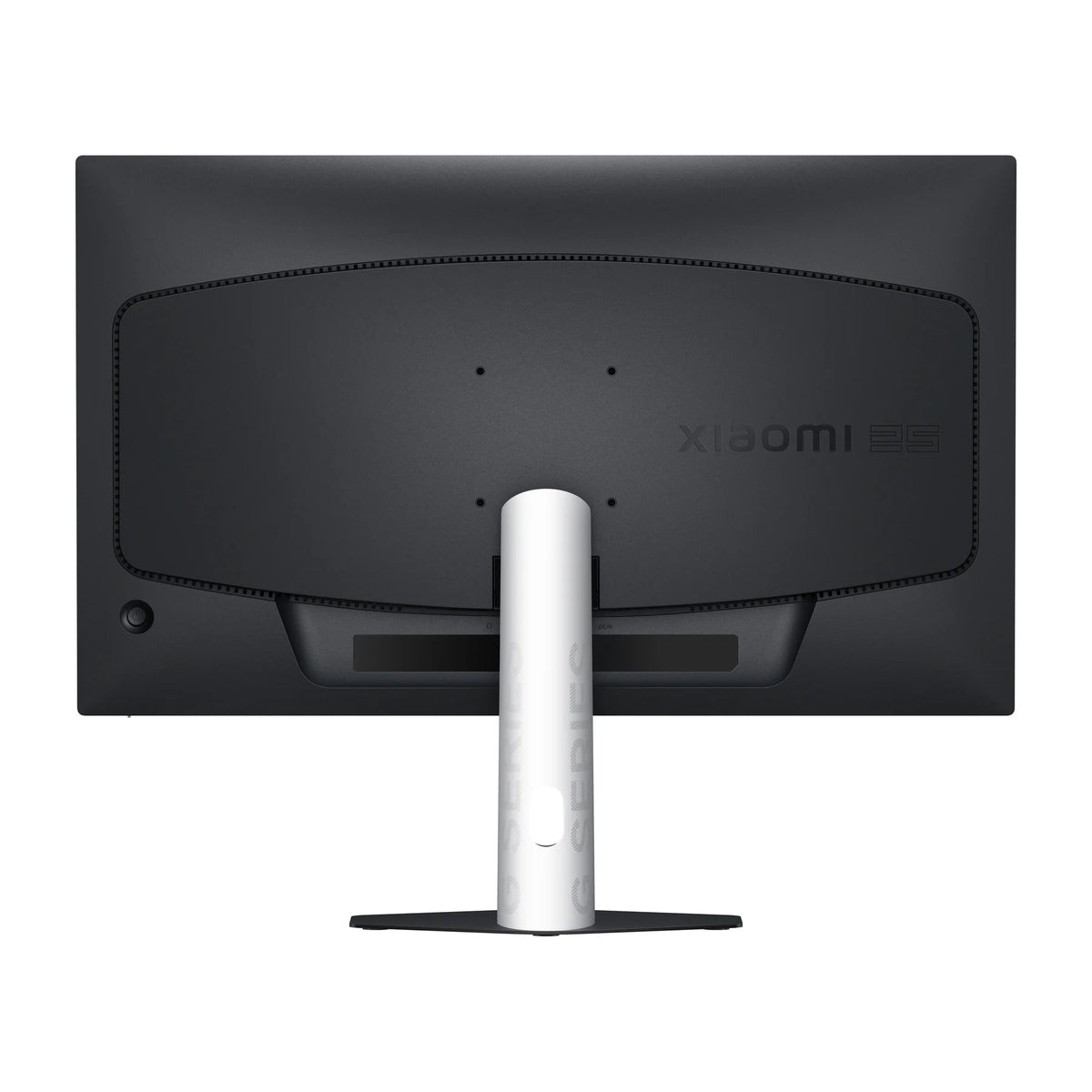 Achterkant van de Xiaomi Gaming Monitor G25i 2026 met de witte voet en de VESA-gaten