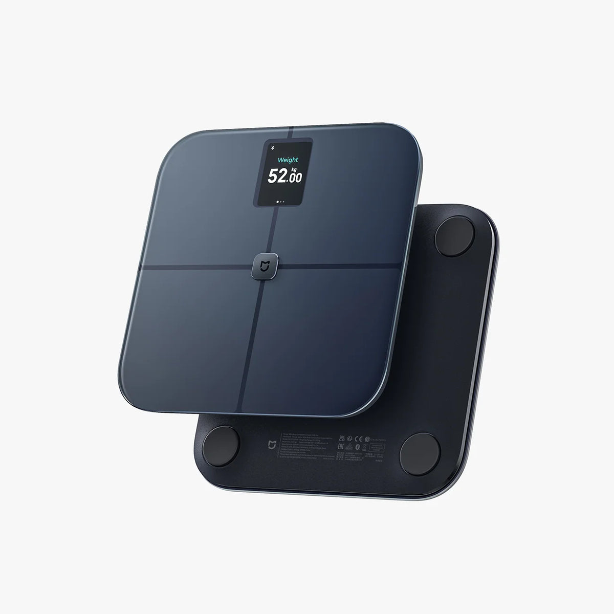 Boven- en onderkant van de Xiaomi Mijia Body Composition Scale S400 Pro met siliconen voetjes