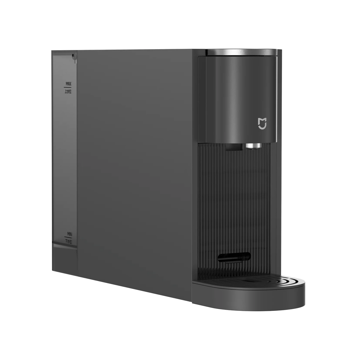 De Xiaomi Mijia Capsule Coffee Machine schuin van rechts op een witte achtergrond