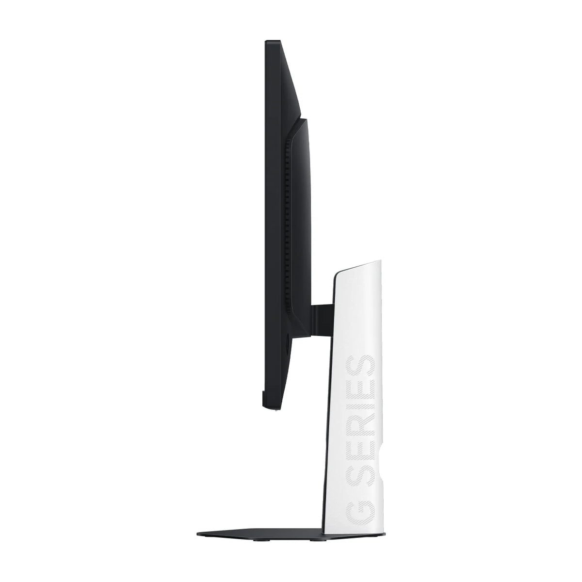 Zijkant van de Xiaomi Gaming Monitor G25i 2026, met de G Series-opdruk op de voet