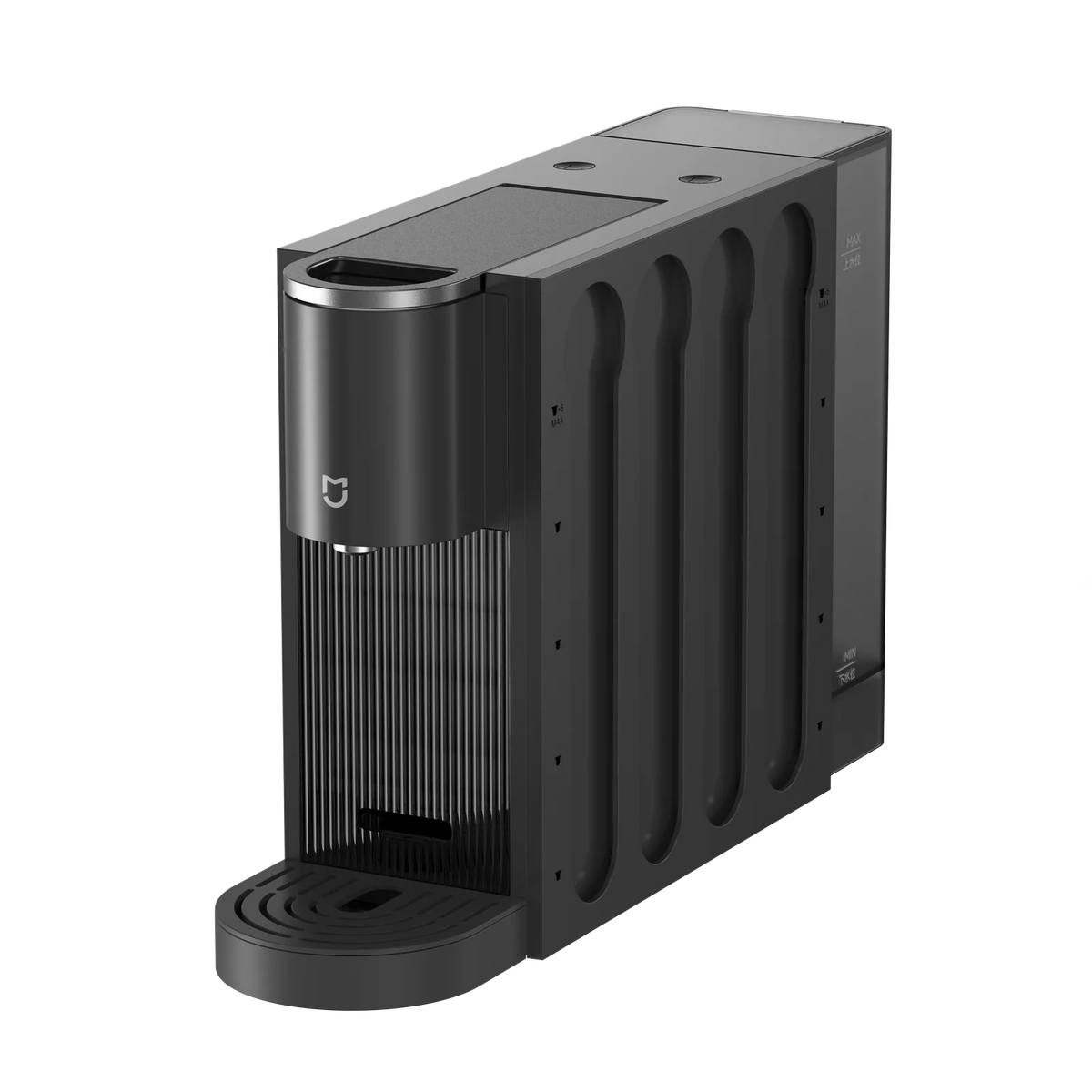 Xiaomi Mijia Capsule Coffee Machine van bovenaf met de klep voor de capsule
