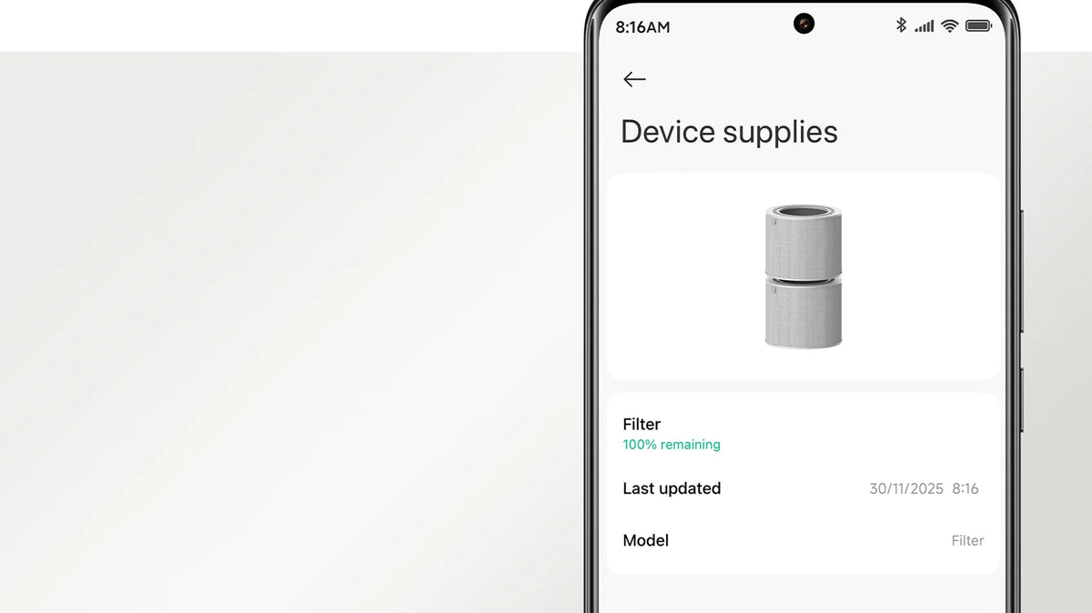 Resterende levensduur van de Xiaomi Mijia Smart Air Purifier Max Filter in de Xiaomi Home app