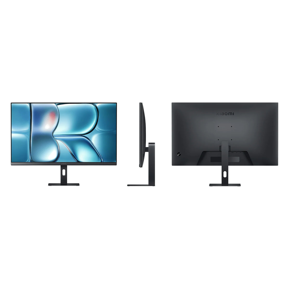 De Xiaomi 2K Monitor A27Qi 2026 van voren, van opzij en van achteren