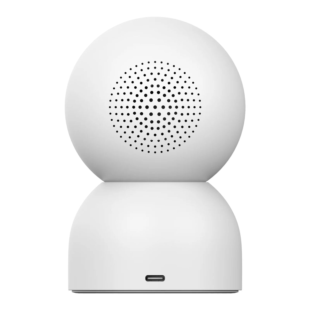 Achterkant van de Xiaomi Smart Camera C401 met de luidspreker en de usb-c-aansluiting