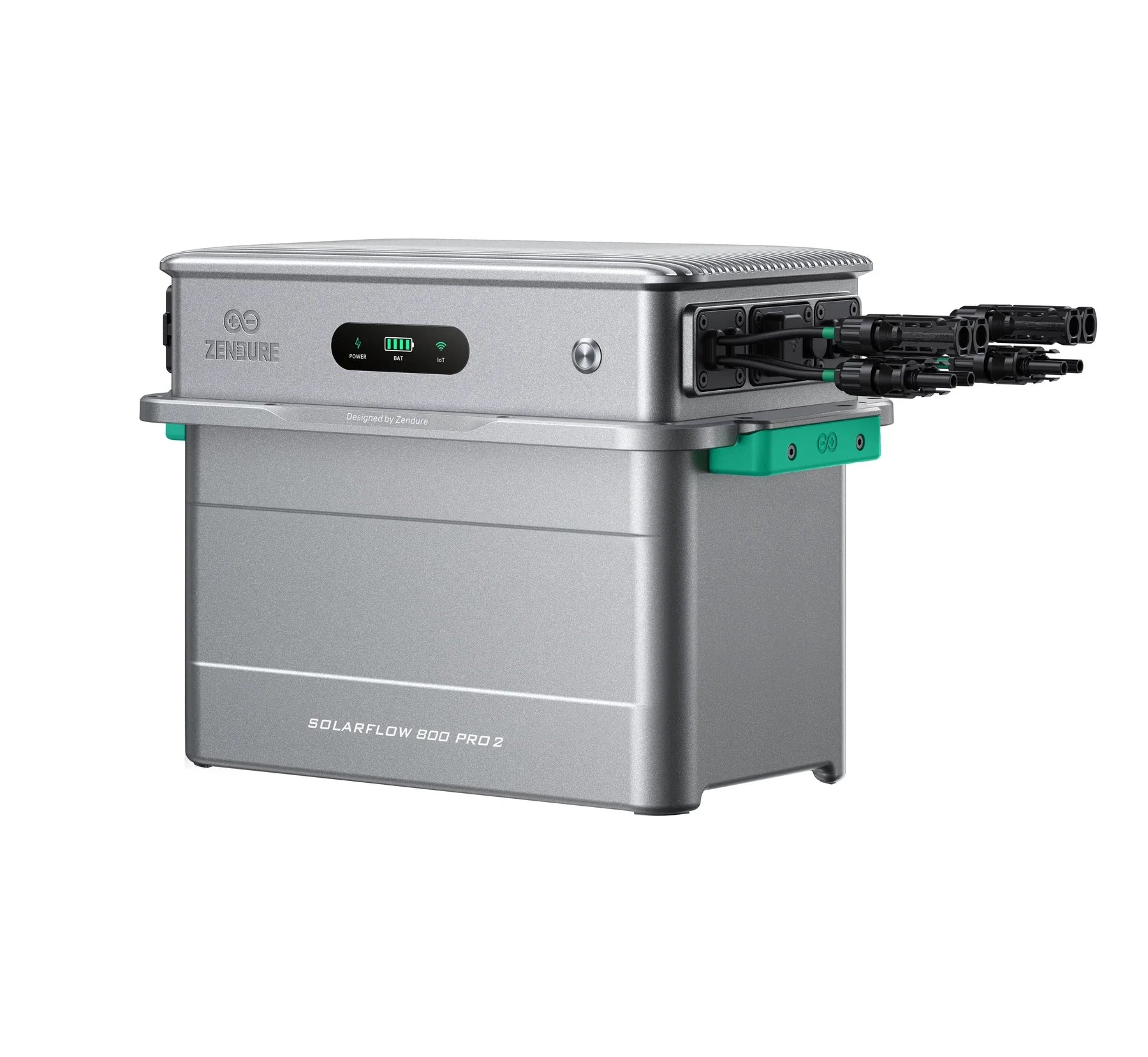 Rechterzijde van de Zendure SolarFlow 800 Pro 2 met MC4-aansluitingen