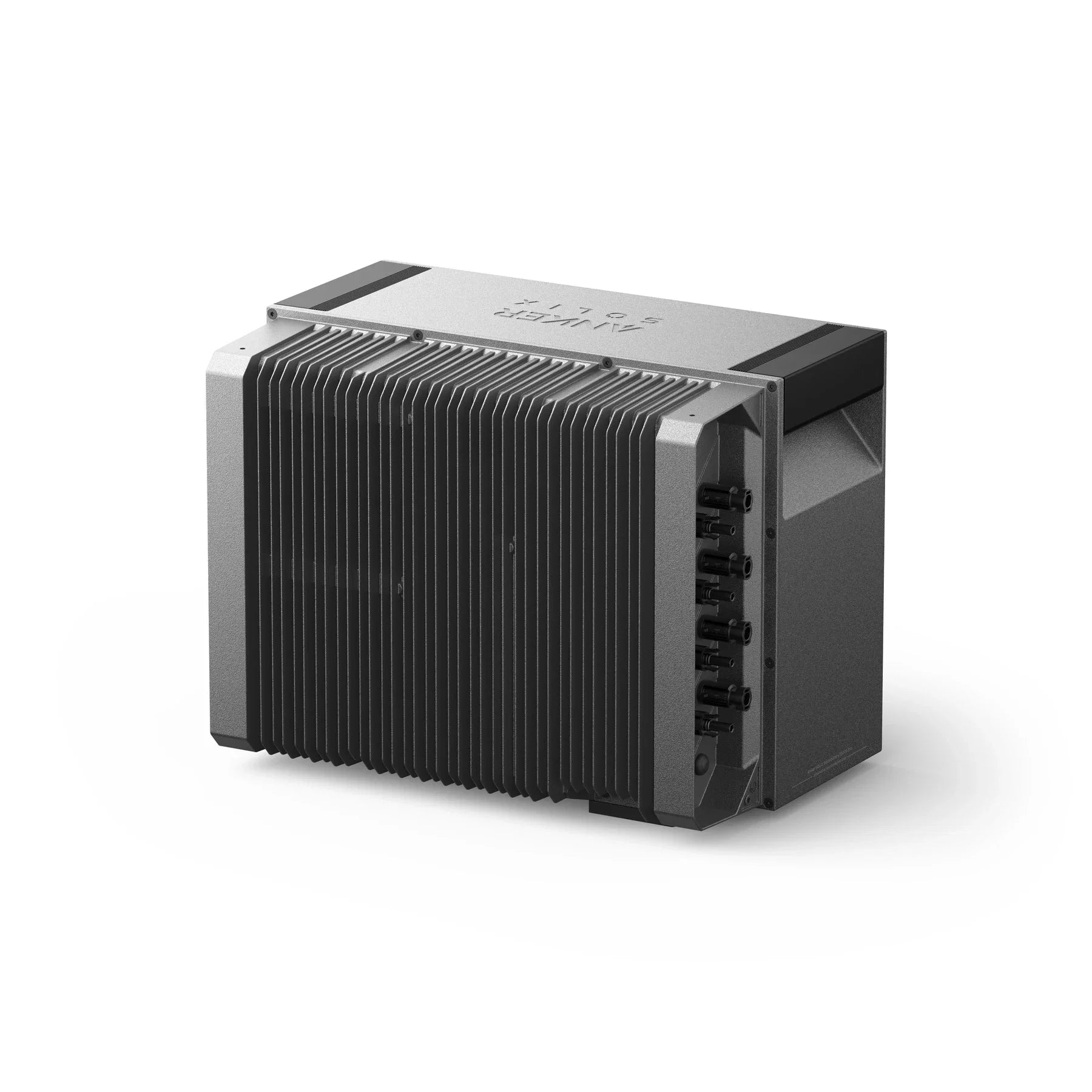 Anker SOLIX Solarbank 4 E5000 Pro met de geribbelde behuizing schuin van achteren