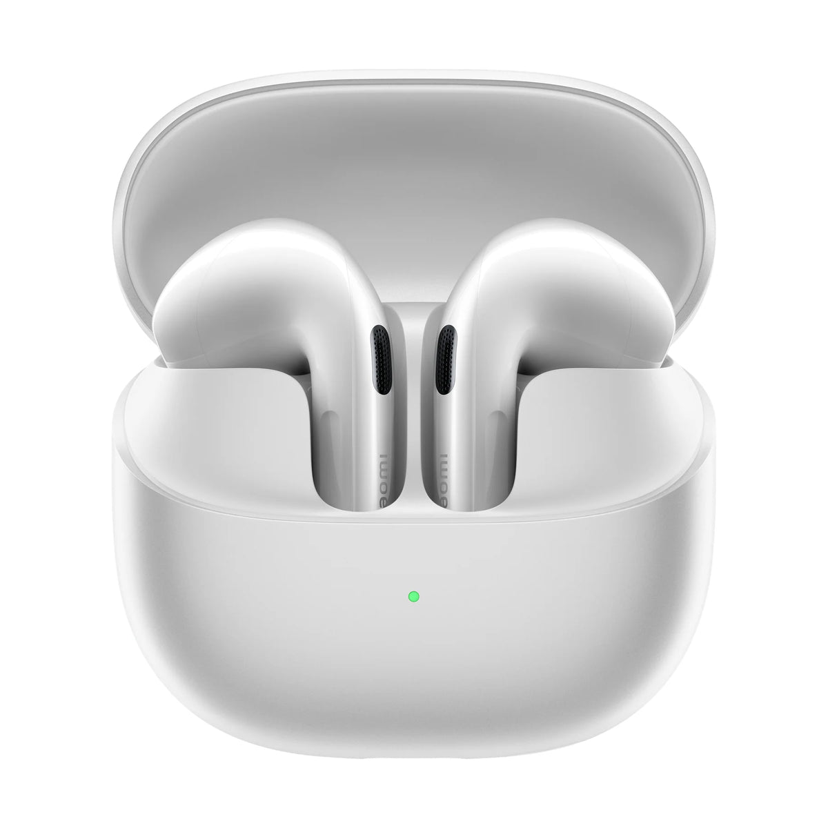 Xiaomi Buds 6 in wit, met de oplaadcase open