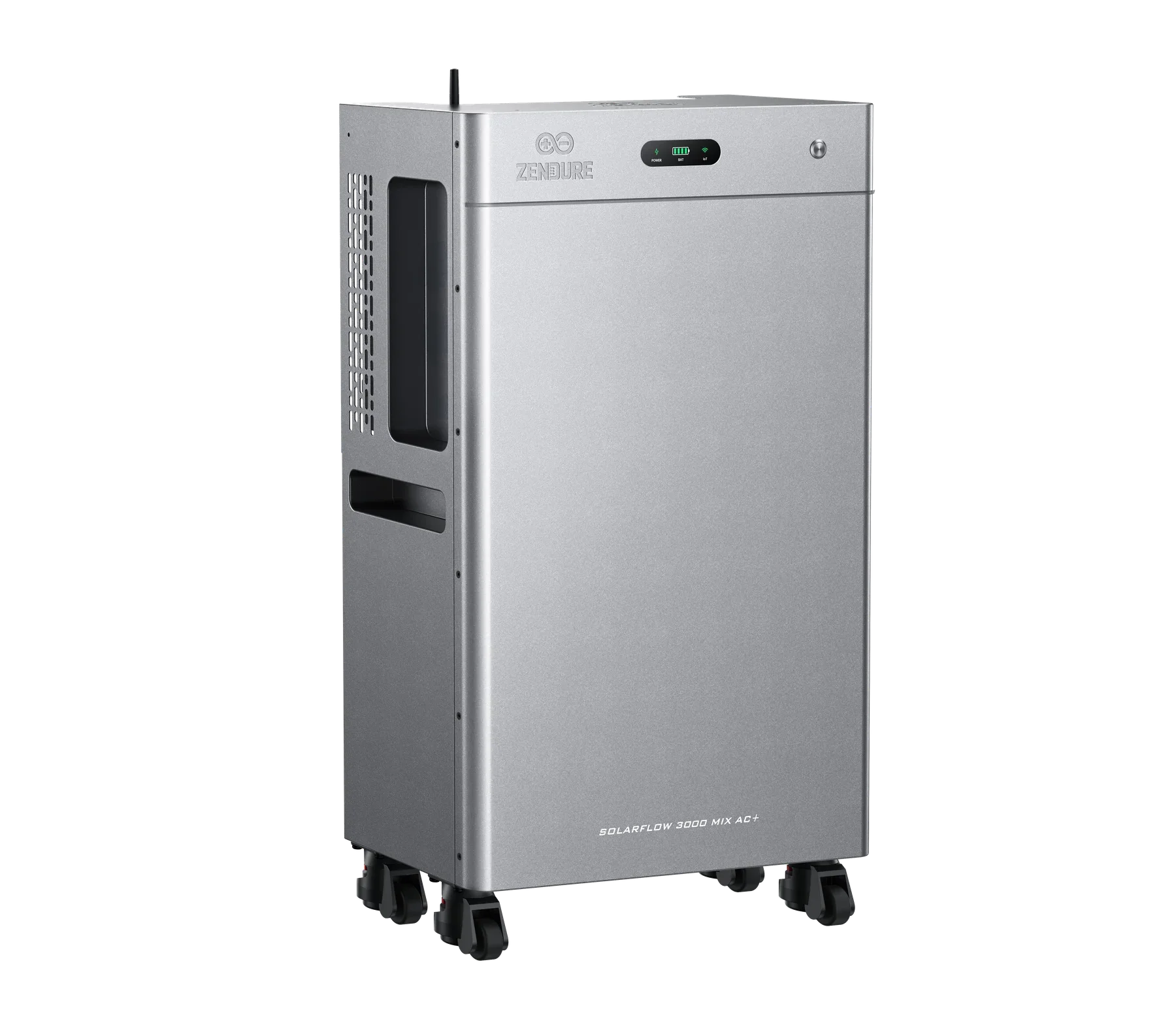 Zijaanzicht links van de thuisbatterij van Zendure