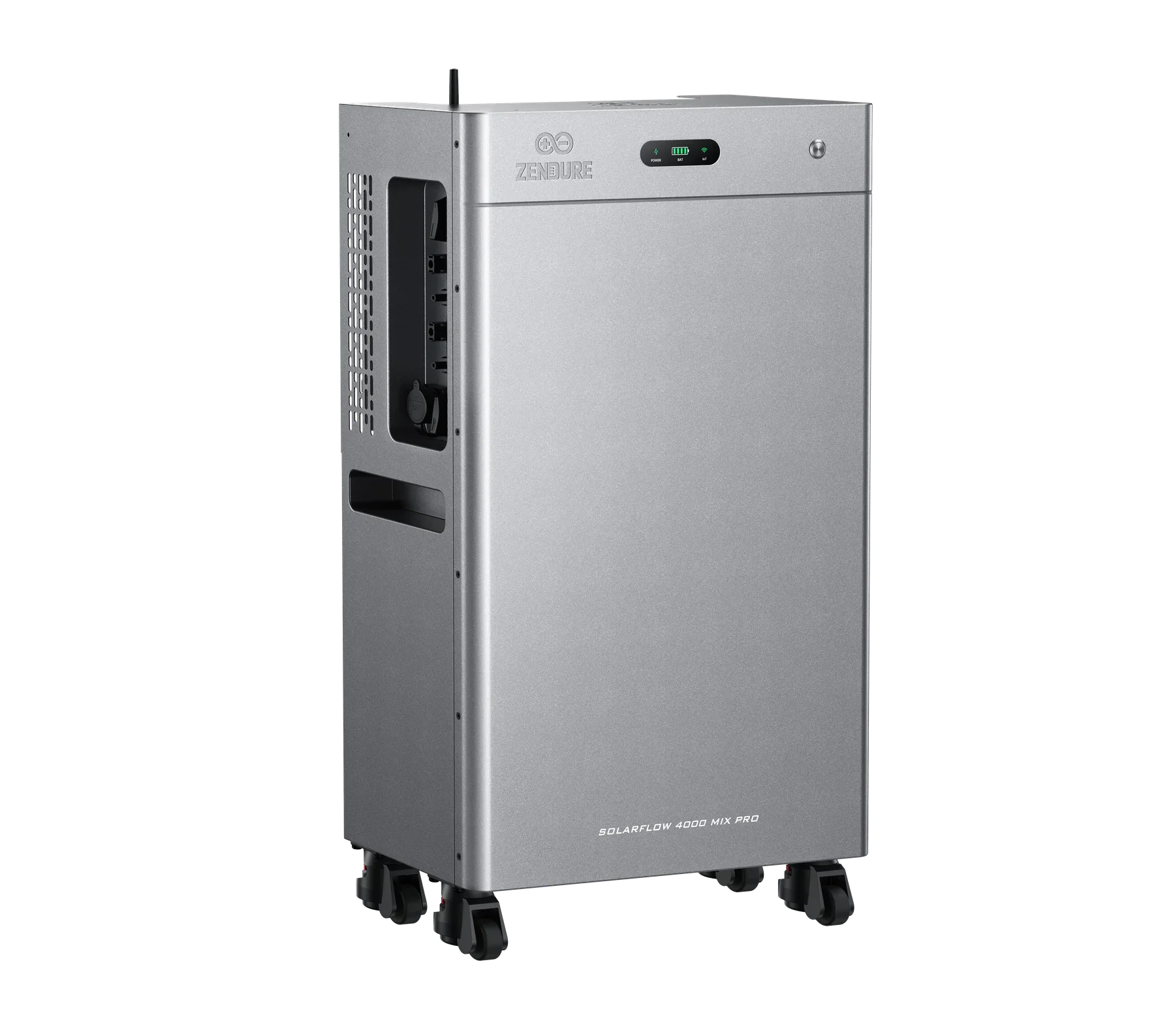 Zijaanzicht links van de thuisbatterij van Zendure