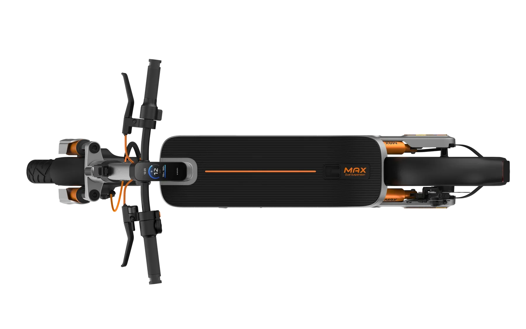 Bovenaanzicht van de brede treeplank van de Xiaomi Electric Scooter 6 Max