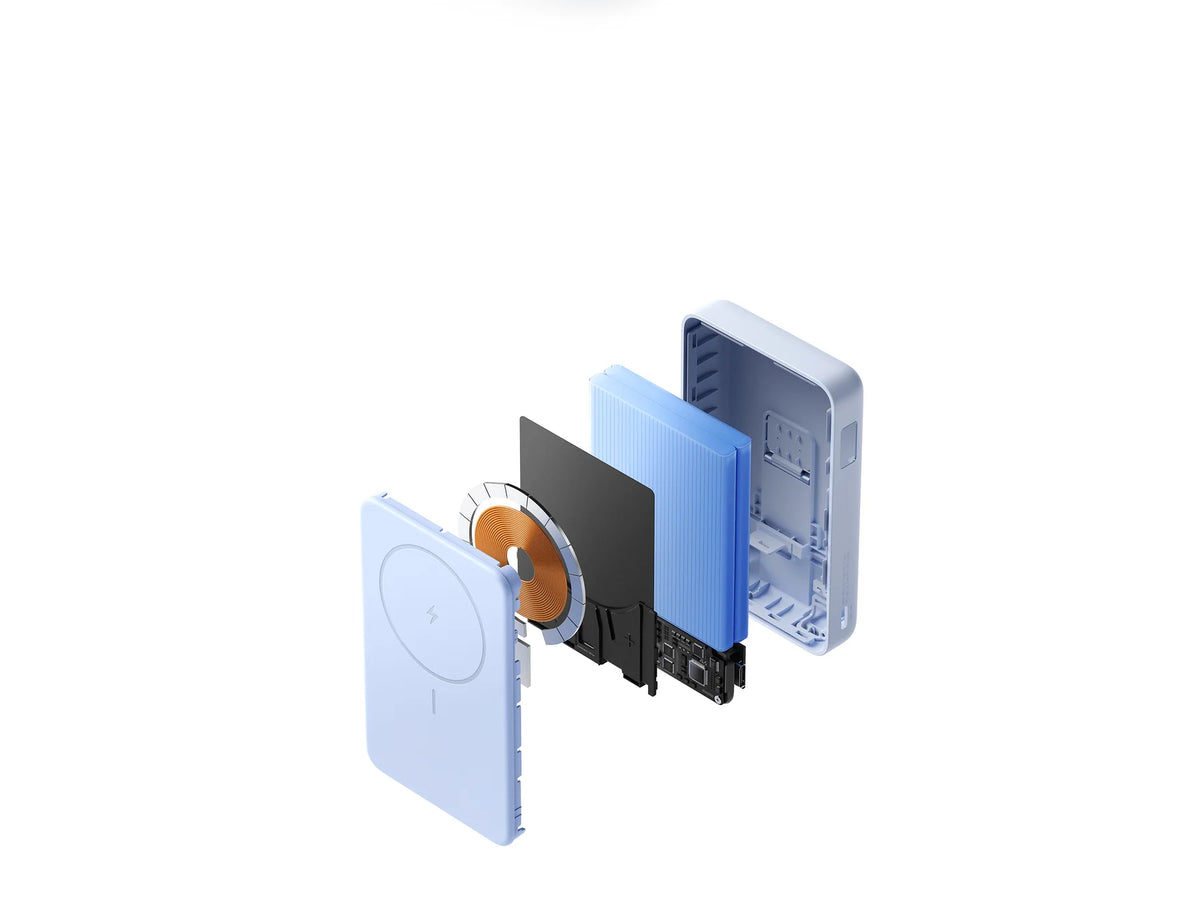 Opbouw van de Xiaomi Magnetic Power Bank 10000 met twee accucellen en magneten