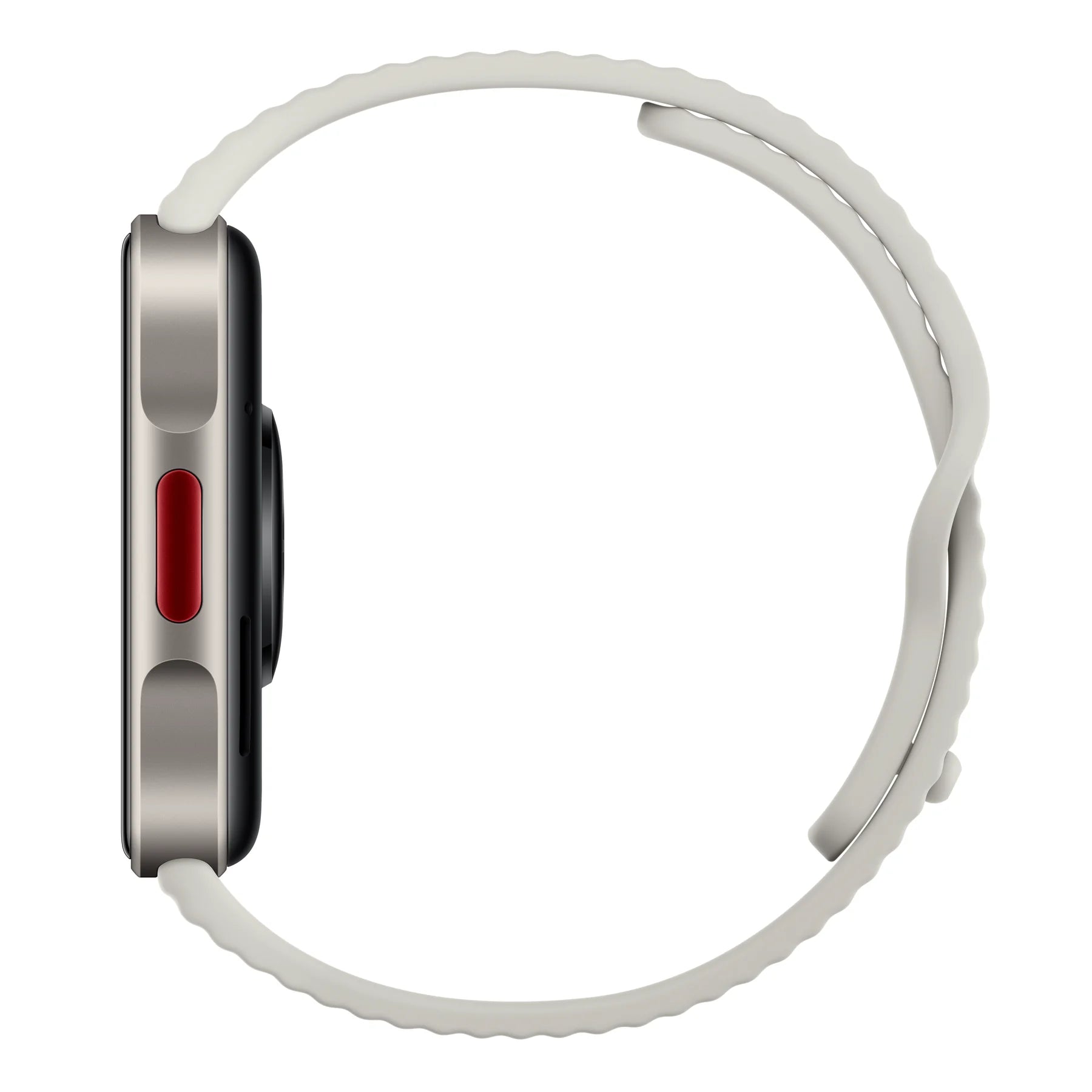 Zijaanzicht van de zilveren Xiaomi Redmi Watch 6 Lite