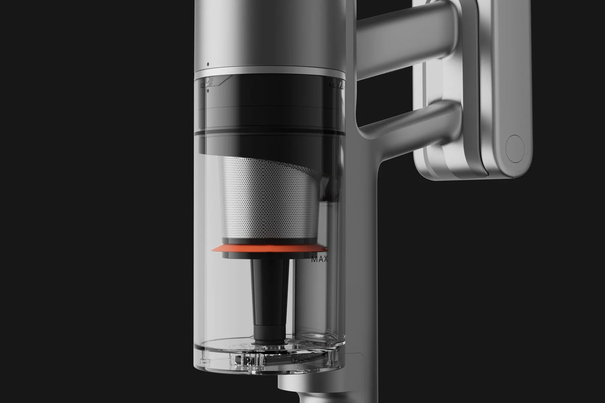 Doorzichtige stofbak van de Xiaomi Mijia Vacuum Cleaner 4 Pro van dichtbij