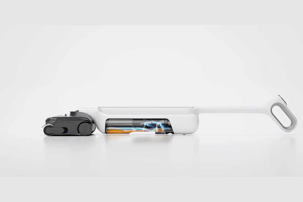 Xiaomi Truclean W30 Pro plat liggend om onder meubels te komen