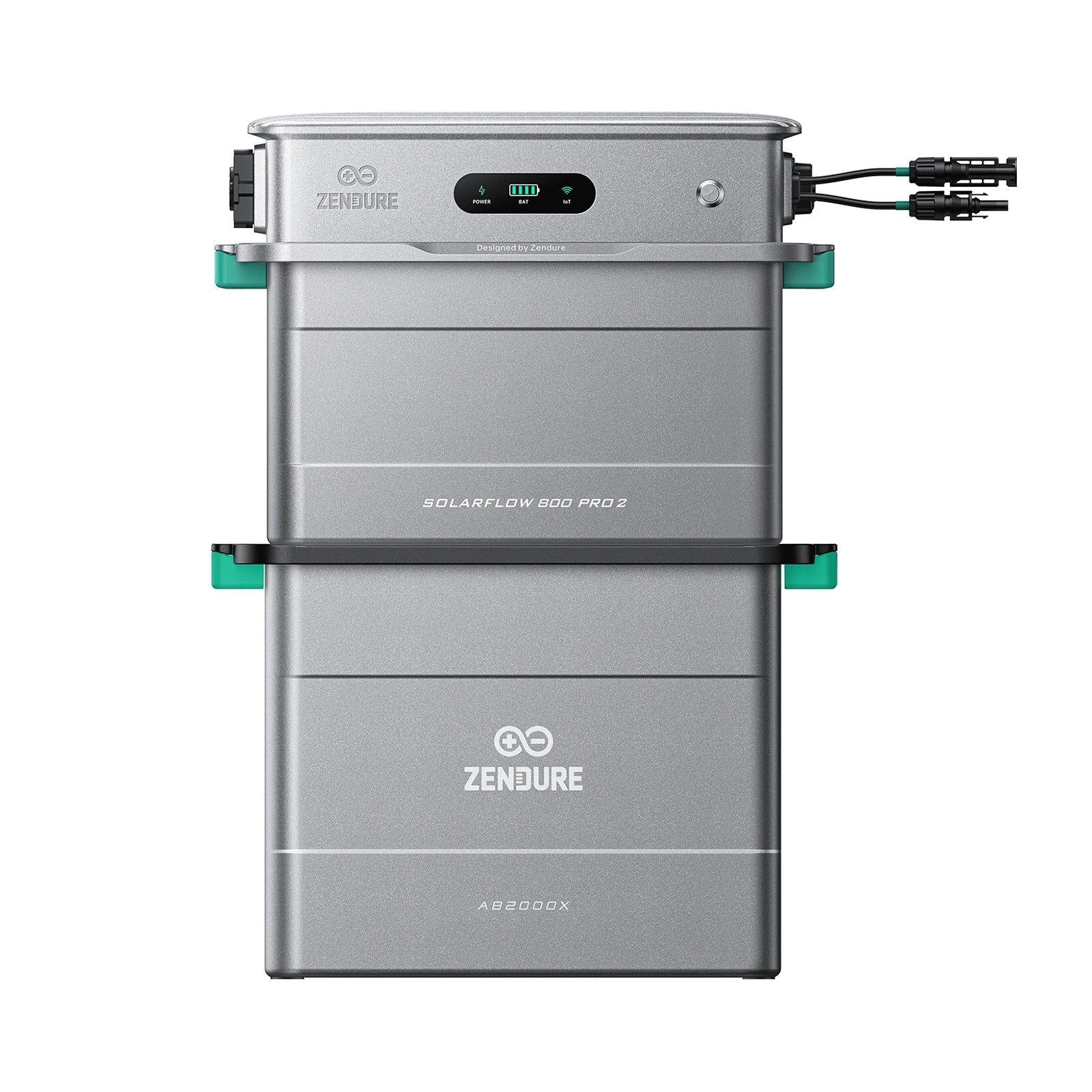 Zendure SolarFlow 800 Pro 2 gestapeld op een AB2000X uitbreidingsaccu