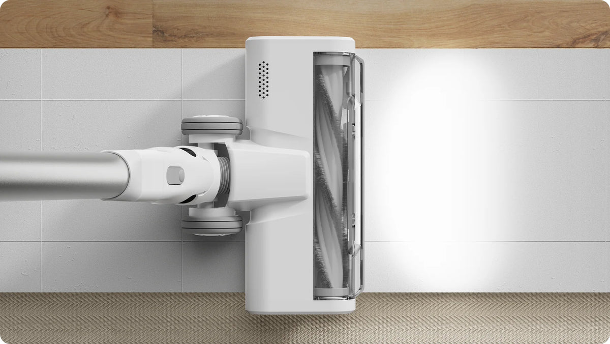 Vloerborstel van de Xiaomi Mijia Vacuum Cleaner 4C met ledverlichting op de vloer