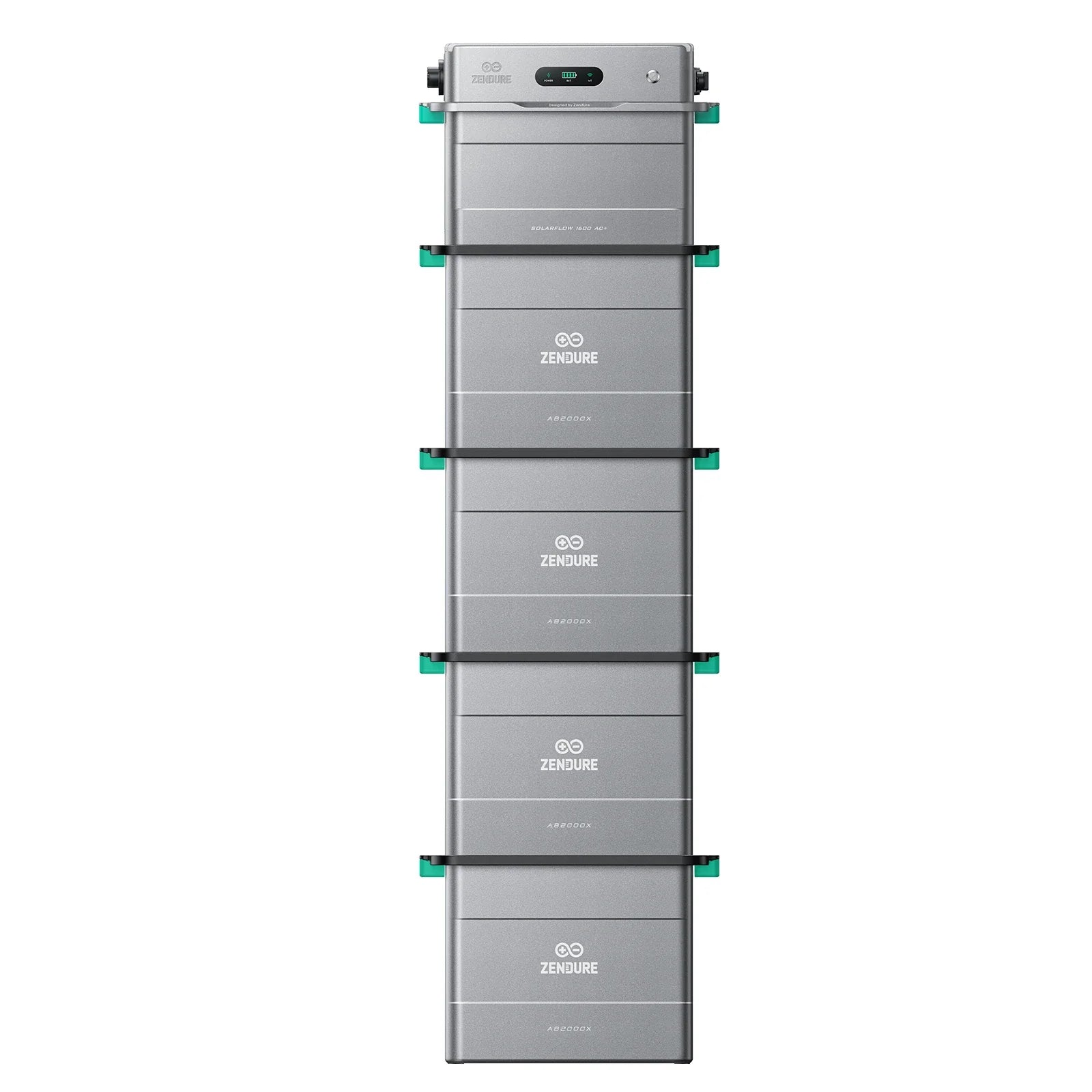 Zendure SolarFlow 1600 AC+ met vier AB2000X accupacks, samen 9,6 kWh