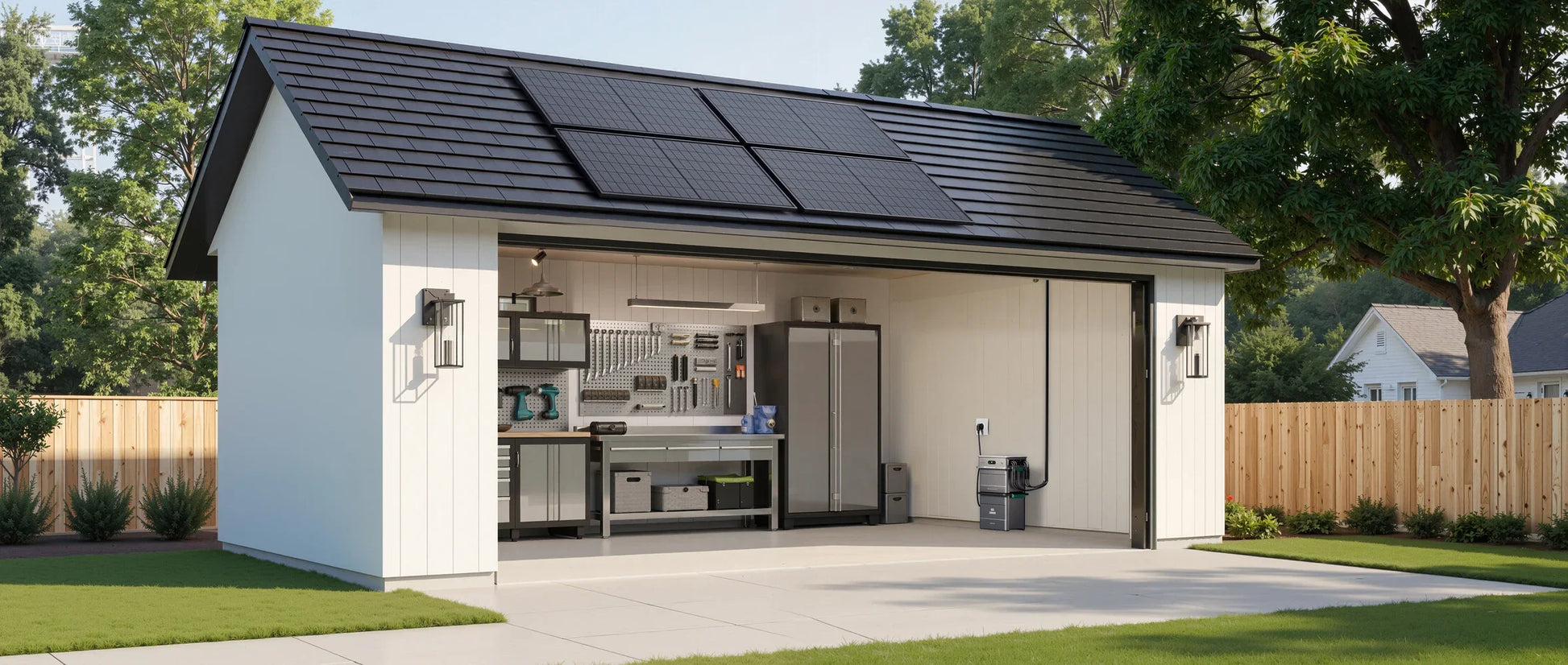 Zendure SolarFlow 800 Pro 2 in de garage van een woning met zonnepanelen