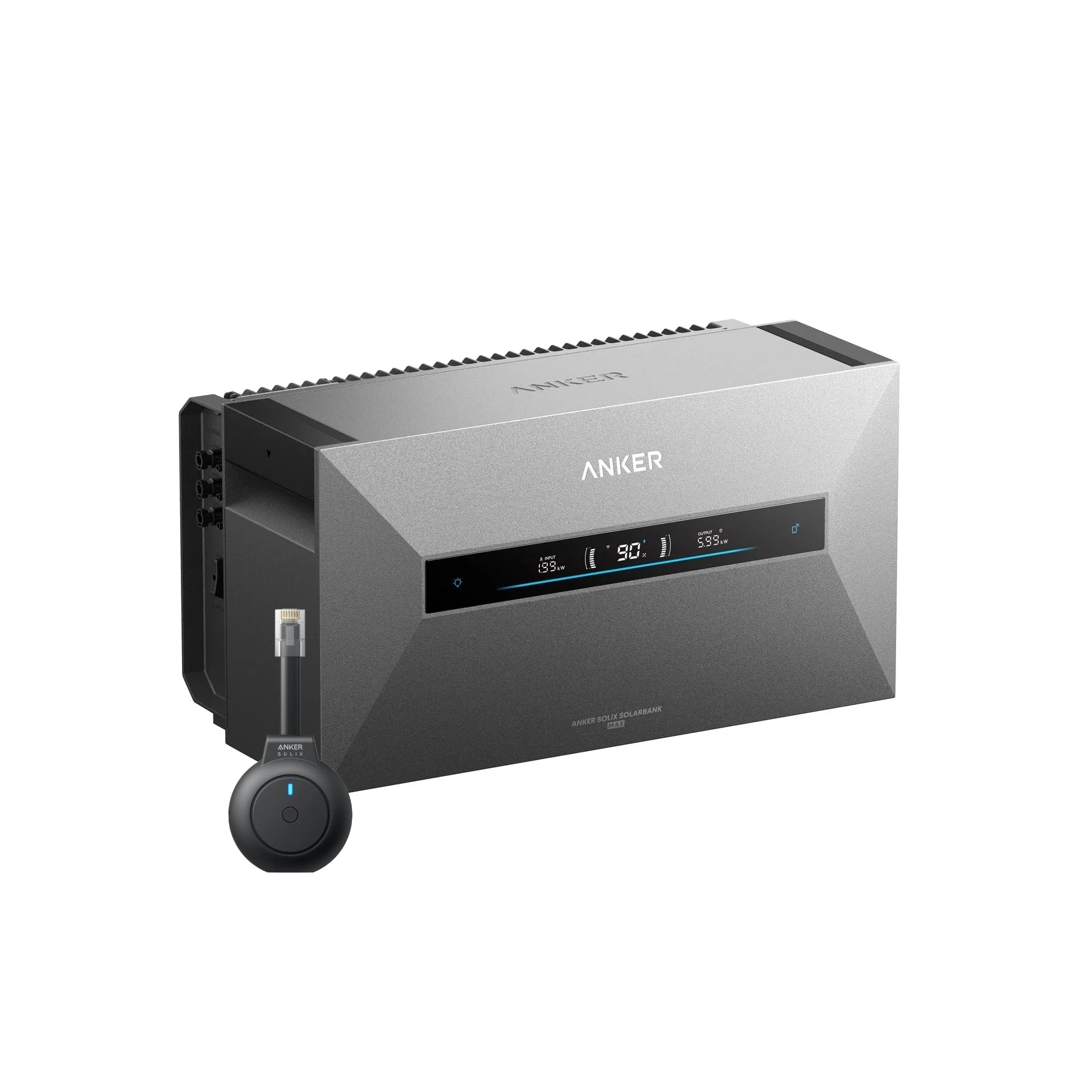 Vooraanzicht van de Anker SOLIX Solarbank Max Hybrid met p1 meter