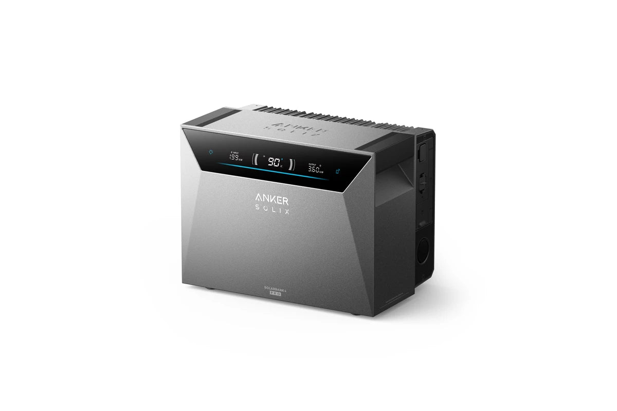 Anker SOLIX Solarbank 4 E5000 Pro schuin van links op witte achtergrond