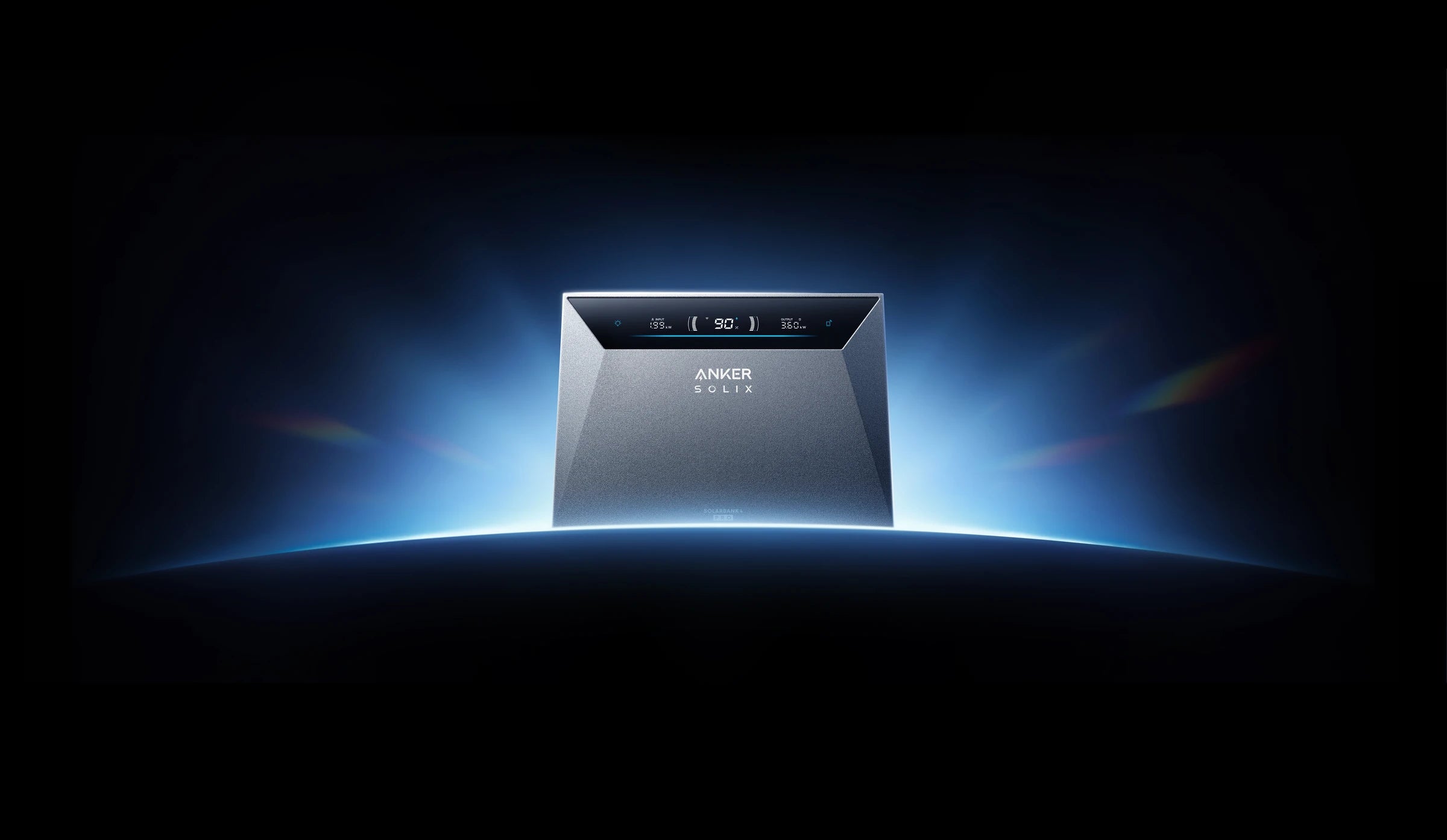 Anker SOLIX Solarbank 4 E5000 Pro oplichtend in het donker