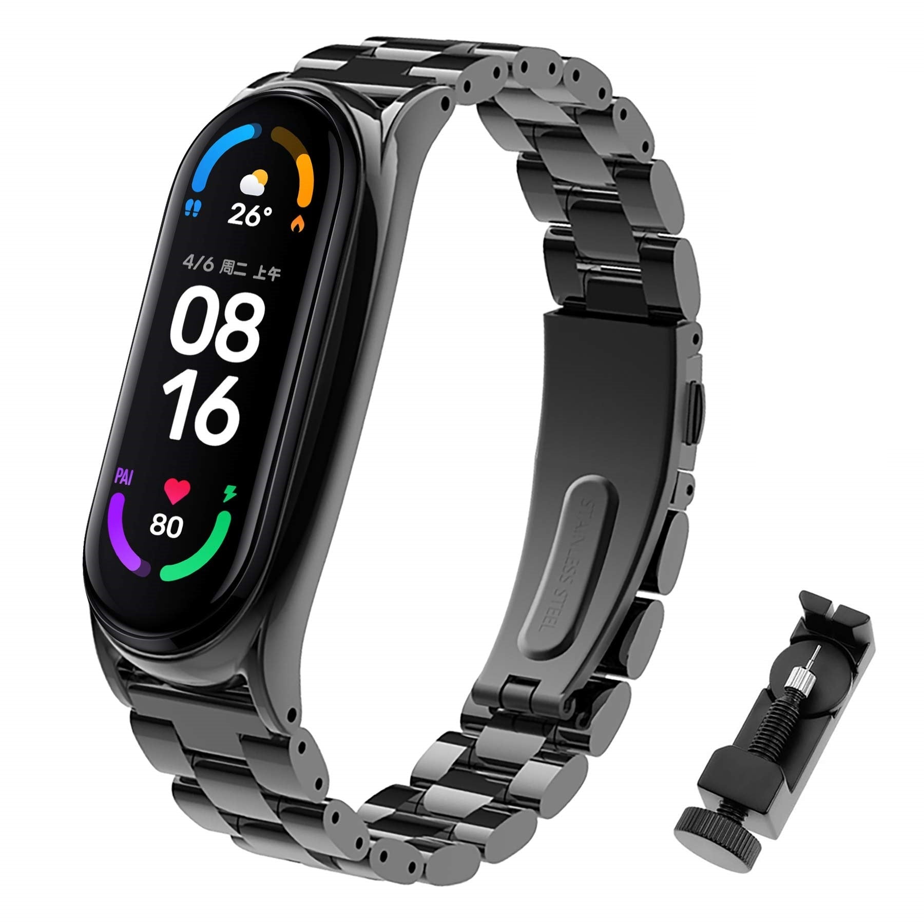 Bracelet à maillons en métal pour Xiaomi Mi Band 6