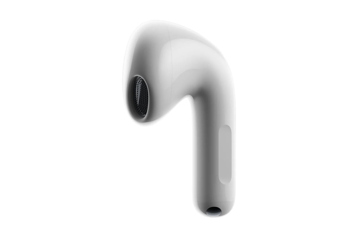 Wit dopje van de Xiaomi Buds 6 met het steeltje waarop je veegt voor het volume