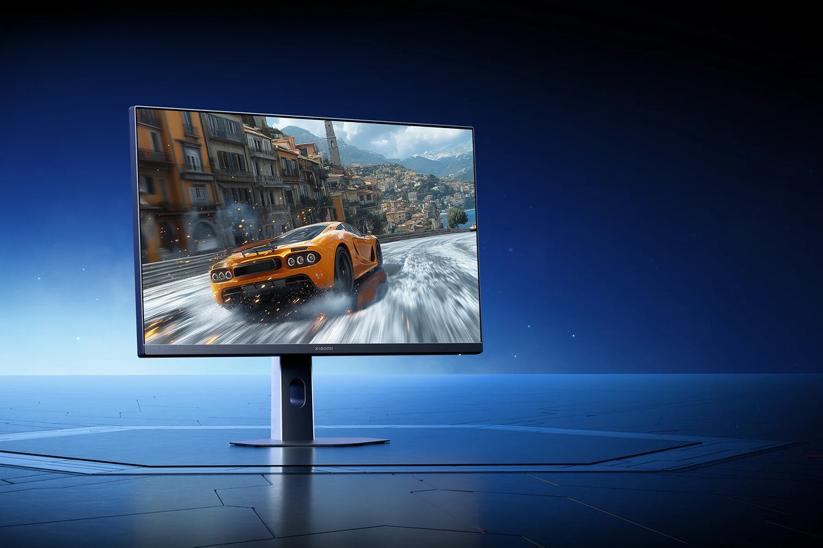 Racegame met een gele sportauto op de Xiaomi Gaming Monitor G24i 2026