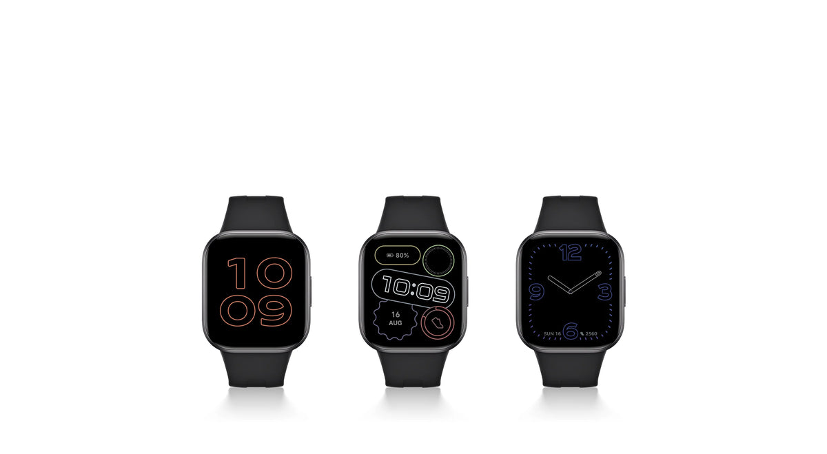Drie wijzerplaten op de Xiaomi Redmi Watch 6 Active in Midnight Black