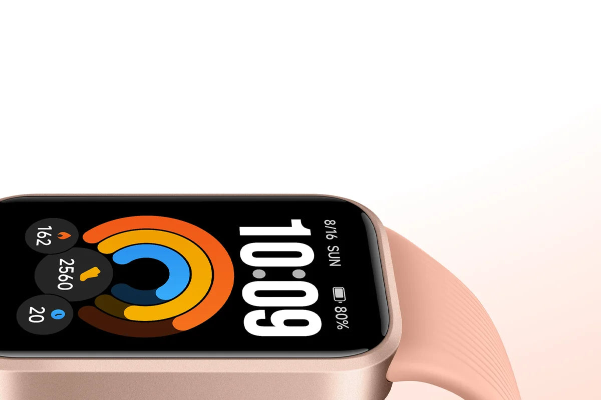 Het 1,47 inch kleurenscherm van de Xiaomi Smart Band 11 Active van dichtbij